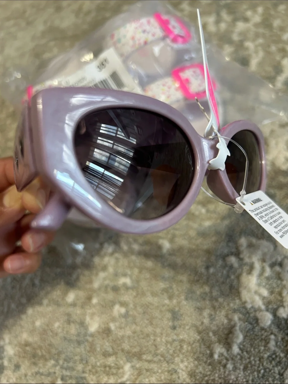 The Children's Place White Confetti Sandals with Pink Buckles & Lilac Sunglasses